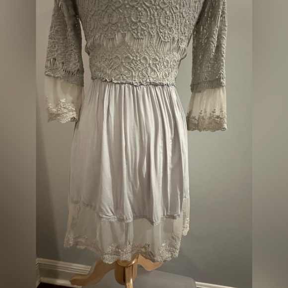 BKE Boutique Chiffon Lace overlay Flyaway Cardigan. Size XSmall Glacier … - Picture 7 of 14